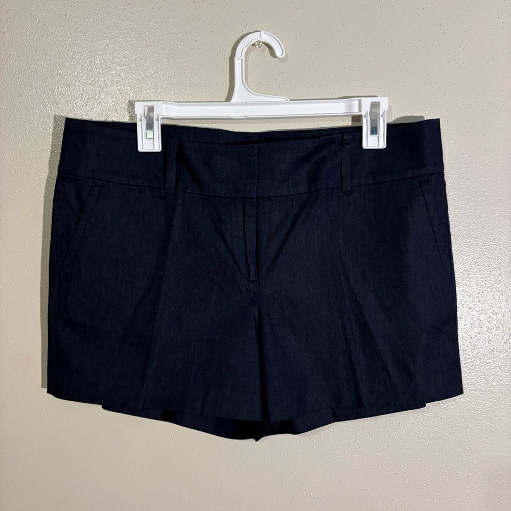 Ann Taylor Navy Blue Cuffed Flat Front Mid Rise Chino Shorts - Size 12P